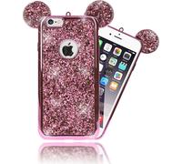 Apple iPhone 6 6S Coque de téléphone portable par NALIA, coque arrière scintillante avec oreilles de souris rose