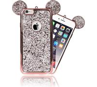 Apple iPhone 6 6S Coque de téléphone portable par NALIA, coque arrière scintillante avec oreilles de souris rose or