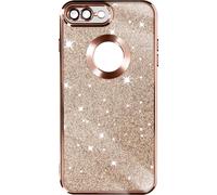Apple iPhone 7 Plus / 8 Plus Étui en silicone à paillettes avec bordures chromées - Or rose
