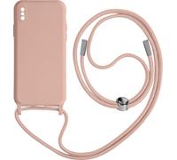 Apple iPhone X / XS Étui avec chaîne en nylon de 80 cm - Rose pâle