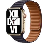 Apple Leather Link pour la Watch Series 1 à 10 / SE / Ultra (2) (44/45/46/49 mm) - Taille S/M - Encre