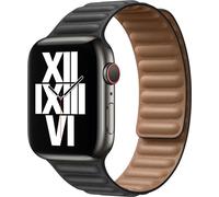 Apple Leather Link pour la Watch Series 1 à 10 / SE / Ultra (2) (44/45/46/49 mm) - Taille S/M - Noir