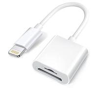 Apple Lecteur Lightning vers Carte SD et TF Double Fente pour iPhone/iPad, 2 en 1 Micro SD TF Trail Camera Viewer Adaptateur de Carte mémoire, Plug and Play