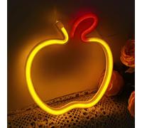 Apple LED néon signe pour les articles de fête, décoration de table, esthétique nuit lumières Art mural néon dortoir, Saint Valentin, (3.5v, jaune + rouge)