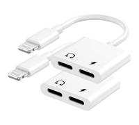 [Apple MFi certifié] 2 Pack iPhone Lightning à 2 Adaptateur Lightning, Dual Lighting AUX + Adaptateur de Chargeur Splitter de câble dongle pour iPhone 14 13 Pro Max 12 11 SE X XR XS 8 7