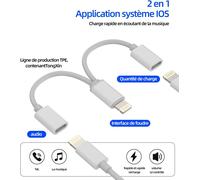 Apple Mfi Certified 2-In-1 Lightning Jack Charger Adapter For Iphone 14 13 12 11 Pro Max 7 8 Plus X Ipad 2 Air Adapter Car Headphone Audio Cable Aux Adaptador
