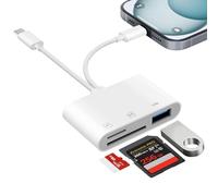 [Apple MFi Certified] Lecteur Carte SD pour iPhone, Lightning USB C Adaptateur Carte SD pour SD/Micro SD/USB, Adaptateur SD pour iPhone 16/15, iPad, MacBook, Galaxy S24/S23, Huawei, Xiaomi, Caméra