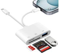 [Apple MFi Certified] SD Card Reader for iPhone, Lightning USB C SD Card Adapter for SD/Micro SD/USB, SD Adapter for iPhone 16/15, iPad, MacBook, Galaxy S24/S23, Huawei, Xiaomi, Camera