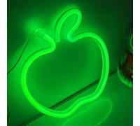 Apple néon sign LED Apple lumière décoration murale USB ou signe de batterie chambre fête d'anniversaire Noël salon décoration pour enfants (3.5v, vert)