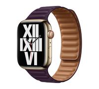 Apple Original - Bracelet à maillons cuir Apple Watch 38mm / 40mm / 41mm / 42mm Leather Link - S/M - Dark Cherry - ML7M3ZM/A