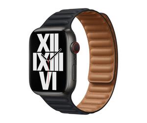 Apple Original - Bracelet à maillons cuir Apple Watch 38mm / 40mm / 41mm / 42mm Leather Link - S/M - Midnight - ML7R3ZM/A