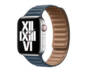 Apple Original - Bracelet à maillons cuir Apple Watch - S/M - 38mm / 40mm / 41mm - Baltic Blue - MY982ZM/A