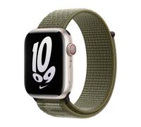 Apple Original Nike Bracelet Sport Loop Apple Watch 42 mm / 44 mm / 45 mm / 49 mm Séquoia / Platine Pur - MPJ23ZM/A
