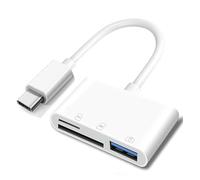 Apple USB C vers carte SD Lecteur de caméra pour iPhone 15/15 Plus/15 Pro/15 Pro Max, MacBook Pro M1 Air, iPad Pro/Air, iMac, Surface, Galaxy S24 (Blanc-3)