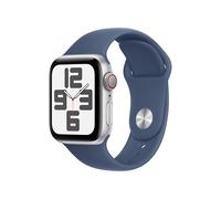 Apple Watch SE (2ᵉ gén) 40 mm GPS + Cellular Montre connectée avec Boîtier en Aluminium Argent et Bracelet Sport Denim (M/L). Suivi activité et Sommeil, détection Accidents, Suivi fréquence Cardiaque