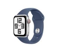 Apple Watch SE (2ᵉ gén) 40 mm GPS + Cellular Montre connectée avec Boîtier en Aluminium Argent et Bracelet Sport Denim (S/M). Suivi activité et Sommeil, détection Accidents, Suivi fréquence Cardiaque
