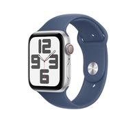 Apple Watch SE (2ᵉ gén) 44 mm GPS + Cellular Montre connectée avec Boîtier en Aluminium Argent et Bracelet Sport Denim (S/M). Suivi activité et Sommeil, détection Accidents, Suivi fréquence Cardiaque