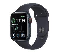 Apple Watch SE 2022 (GPS+Cellular) Aluminium Case 44mm avec bracelet en silicone - Minuit / Noir silicone / Excellent état