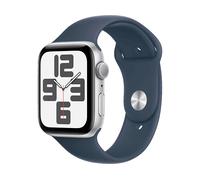Apple Watch Se (Gps) - 2e Génération - 44 Mm - Aluminium Argenté - Montre Connectée Avec Bracelet Sport - Fluoroélastomère - Bleu Orage - Taille Du Bracelet : M/L - 32 Go - Wi-Fi, Bluetooth -...