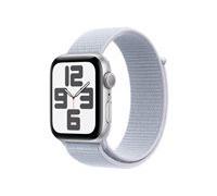 Apple Watch SE 2024 44mm Argent (Bracelet En Nylon Bleu Clair)