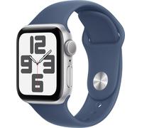 Apple Watch SE GPS 40mm Aluminium Case Silver Sport Strap Blue Denim