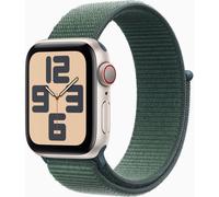Apple Watch SE GPS + Cellular (2024) 44 mm Aluminium Lumière Stellaire Bracelet Sport Texitle Vert Lacustre