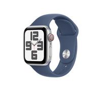 Apple Watch SE (GPS + Cellular) - 2e génération - 40 mm - aluminium argenté - Montre connectée avec bracelet sport - fluoroélastomère - denim - taille du bracelet : S/M - 32 Go - LTE, Wi-Fi 4...