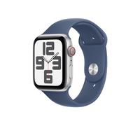 Apple Watch SE (GPS + Cellular) - 2e génération - 44 mm - aluminium argenté - Montre connectée avec bracelet sport - fluoroélastomère - denim - taille du bracelet : S/M - 32 Go - LTE, Wi-Fi 4...