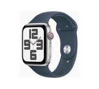 Apple Watch SE (GPS + Cellular) - 2e génération - 44 mm - aluminium argenté - Montre connectée avec bracelet sport - fluoroélastomère - bleu orage - taille du bracelet : M/L - 32 Go - Wi-Fi, LTE...