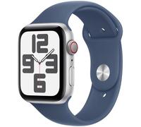 Apple Watch SE (GPS + Cellular) - 2e génération - 44 mm - aluminium argenté - Montre connectée avec bracelet sport - fluoroélastomère - denim - taille du bracelet : M/L - 32 Go - LTE, Wi-Fi 4, Bluetoo