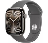 Apple Watch Series 10 (2024) GPS + Cellular, Boitier Titane Naturel de 42mm avec bracelet Caoutchouc M/L, Gris