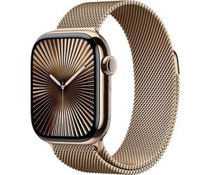 Apple Watch Series 10 (2024) GPS + Cellular, Boitier Titane Or de 42mm avec bracelet Milanais M/L, Titane Or
