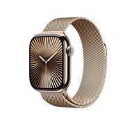 Apple Watch Series 10 (42 mm GPS + Cellular) Montre connectée avec Boîtier en Titane Or et Bracelet Milanais Or. Suivi de l’activité Physique, app ECG, écran Retina Toujours activé, Neutre en Carbone