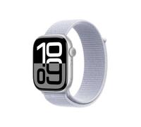 Apple Watch Series 10 (46 mm GPS + Cellular) Montre connectée avec Boîtier en Aluminium Argent et Bouchle Sport nuée Bleue. Suivi de l’activité Physique, app ECG, Neutre en Carbone