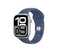 Apple Watch Series 10 (46 mm GPS + Cellular) Montre connectée avec Boîtier en Aluminium Argent et Bracelet Sport Denim (S/M). Suivi de l’activité Physique, app ECG, écran Retina Toujours activé