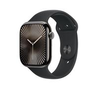 Apple Watch Series 10 (46 mm GPS + Cellular) Montre connectée avec Boîtier en Titane Ardoise et Bracelet Sport Noir (S/M). Suivi de l’activité Physique, app ECG, écran Retina Toujours activé