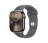 Apple Watch Series 10 (2024) GPS + Cellular, Boitier Titane Naturel de 46mm avec bracelet Caoutchouc S/M, Gris
