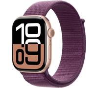 Apple Watch Series 10 GPS 46 mm Bracelet sport en aluminium or rose et prune avec dragonne (Plum)