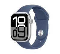 Apple Watch Series 10 Gps 46mm Aluminio Plata Y Correa Deportiva Azul (Denim) - Talla M-L
