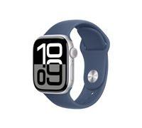 Apple Watch Series 10 (GPS) - aluminium argenté - montre intelligente avec bande sport - denim - 64 Go