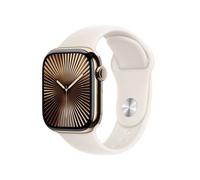 Apple Watch Series 10 GPS + Cellular 42mm Boîtier en Titane Or avec Bracelet Sport Lumière Stellaire S/M