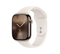 Apple Watch Series 10 GPS + Cellular 46mm Boîtier en Titane Or avec Bracelet Sport Lumière Stellaire S/M