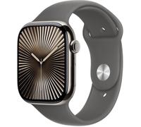 Apple Watch Series 10 GPS + Cellular - 46mm - Boîtier Natural Titanium - Bracelet Stone Grey Sport Band - M/L