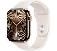 Apple Watch Series 10 GPS + Cellular 46mm Gold Titanium Case avec Starlight Sport Band