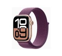 Apple Watch Series 10 (GPS + Cellular) - aluminium rose or - montre intelligente avec boucle sport - lie-de-vin - 64 Go