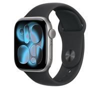 Apple Watch Series 11 (GPS) - 42 mm - espace gris en aluminium - Montre connectée avec bracelet sport - fluoroélastomère - noir - taille du bracelet : M/L - 64 Go - Wi-Fi 4, UWB, Bluetooth - 30.3...