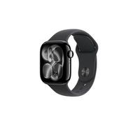 Apple Watch Series 11 GPS 42mm Boitier en Aluminium Noir de Jais avec Bracelet Sport Noir - S/M