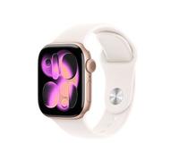 Apple Watch Series 11 GPS 42mm Boitier en Aluminium Or Rose avec Bracelet Sport Rose Tendre - S/M