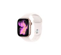 Apple Watch Series 11 GPS 42mm Boitier en Aluminium Or Rose avec Bracelet Sport Rose Tendre - S/M