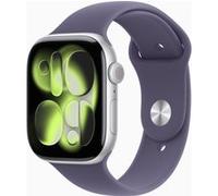 Apple Watch Series 11 GPS 46mm Boitier en Aluminium Argent avec Bracelet Sport Brume Violette - S/M
